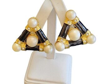 Vintage Huge Heavy 80s Clip Earrings (A2716)