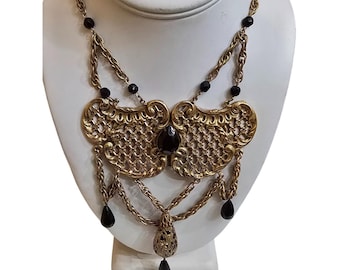 Vintage Unique Buckle Festoon/Bib Necklace (A9424)