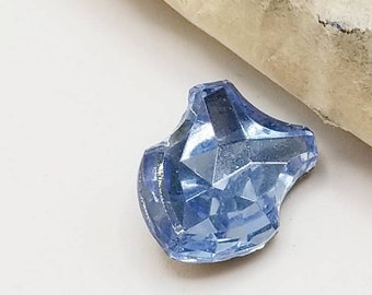 Vintage Czechoslovakian glass 18 ×13 blue glass sheiled shaped cabachon