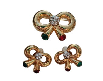 Vintage Joan Rivers Signed Bow Set Brooch (A4097)