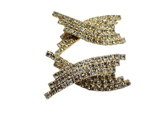 Vintage 80s Rhinestone X Earrings (A1232)