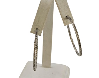 Vintage Marked 925 Sterling Silver Cubic Zirconia Hoop Earrings (A7741)