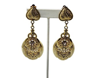 Vintage 80s Huge Runway Couture Dangle Earrings (A752)