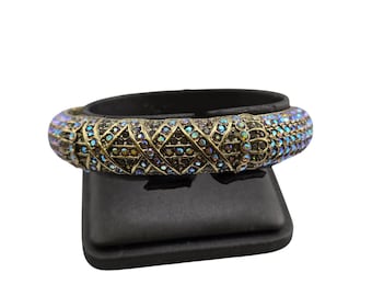 Vintage Signed Heidi Daus CN AB Rhinestone Bangle Bracelet (A9165)