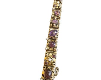 Vintage Heavy Possibly German Filigree Glass Bracelet (A2583)