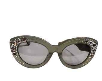 Jimmy Crystal Olive Green Rhinestone Blingy Sunglasses (A10061)