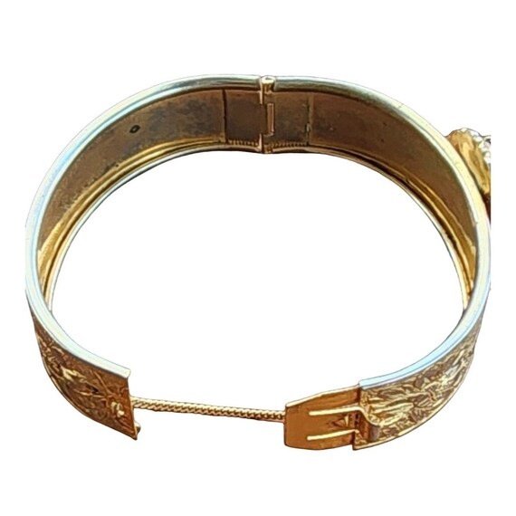 Vintage Embossed Glass Cameo Bangle Bracelet (A41… - image 7