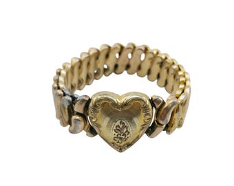 Vintage Phoenix WWII Sweetheart Expansion Bracelet Heart Design (A7764)