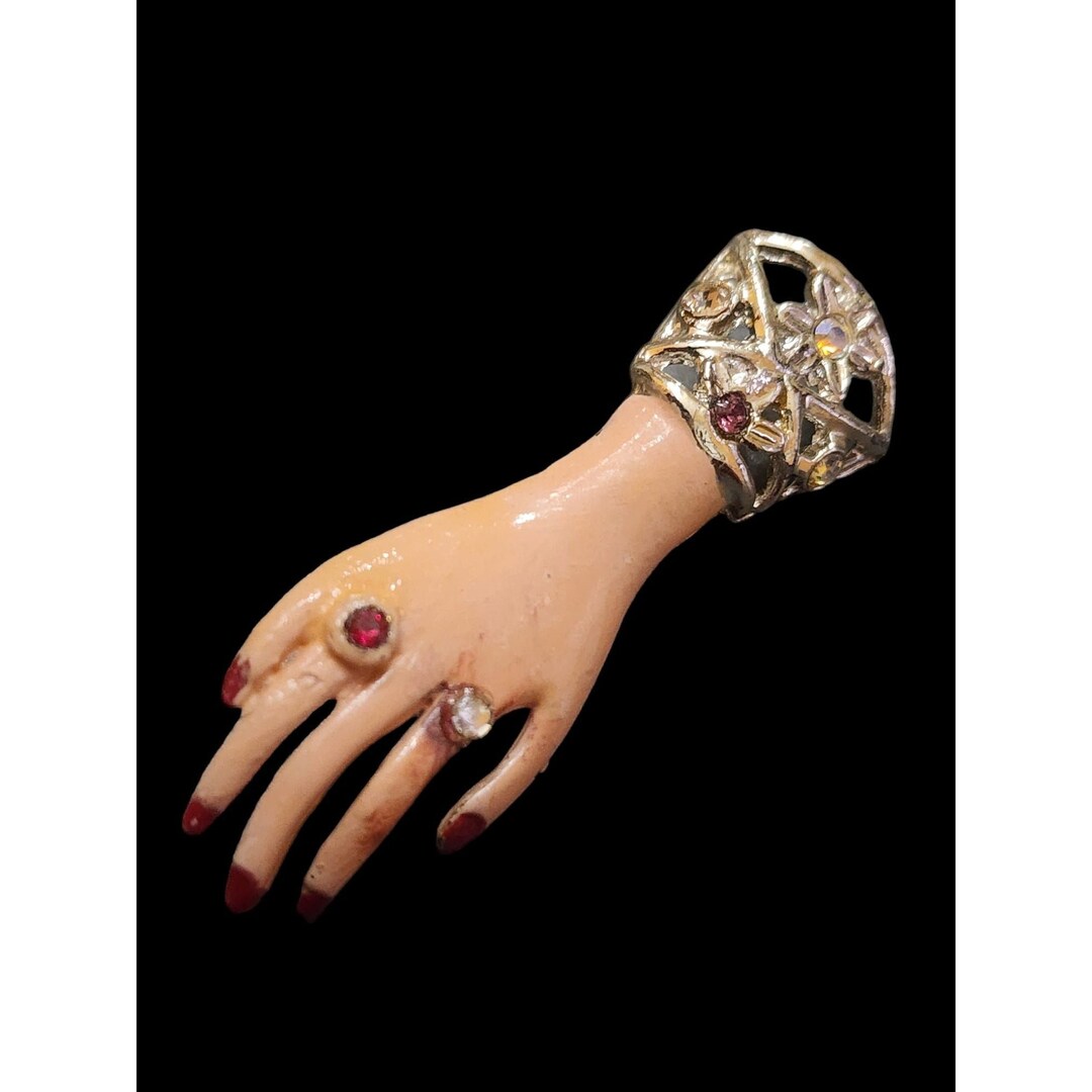 Vintage Enamel and Rhinestone Hand Brooch (A4778) - Etsy