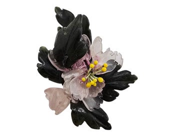 Antique Semi Precious Hand-Wired Leaf Brooch (A8661)