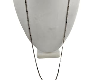 Antique Sterling Double Thin Chain With Small Section Necklace (A8987)