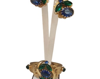 Vintage Verified Selro Hinged Bangle & Earrings Set (A4074)