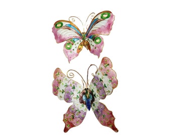 Vintage Enamel on Metal Large Butterfly Decorative Pieces To Wear On Scarf/Hair?