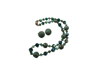 Vintage Signed Vendome Crystal Rhinestone Necklace Set (A3008)