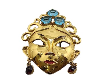 Vintage Unsigned Lady Face Mask Fur Clip (A3866)