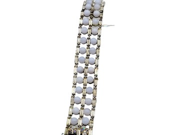 Vintage Designer Light Blue Glass & Rhinestone Amazing Bracelet (A266)