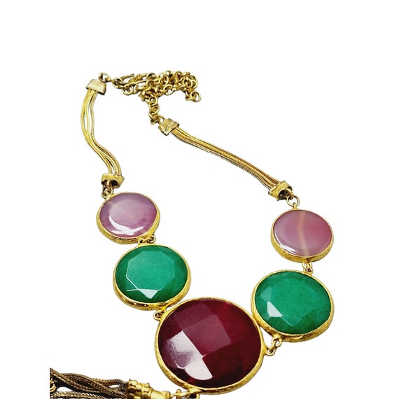 Unusual Faceted Spinal Tourmaline Disc Tassel Necklace (A1437) View 2