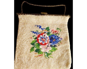 Antique Beaded Flower Bag (A4182)