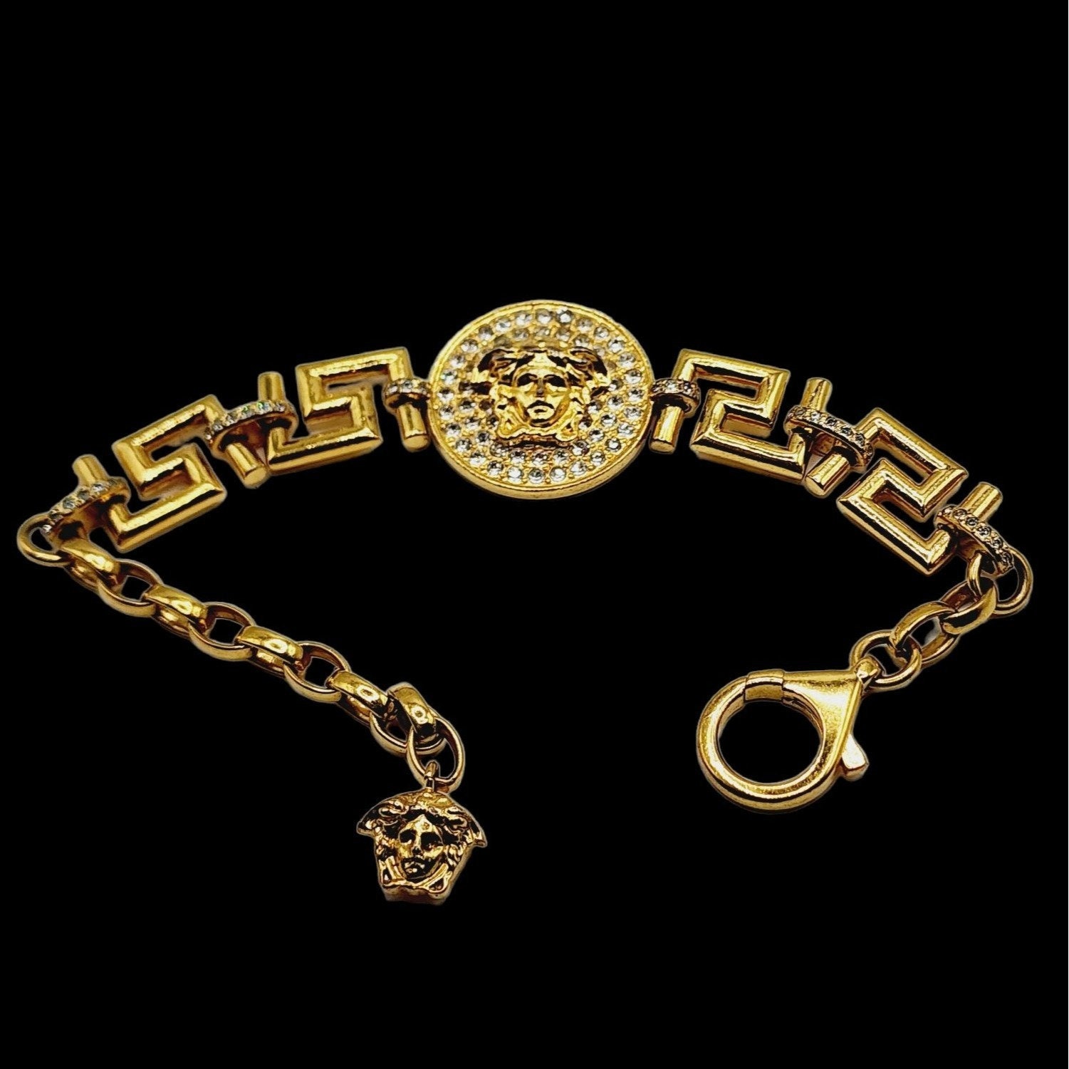 Manufacturer of Mens 18k roae gold versace leather bracelet-mlb14 | Jewelxy  - 135454
