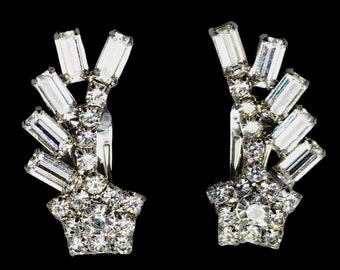 Vintage Rhinestone Star Ear Climbing Earrings (A1133)
