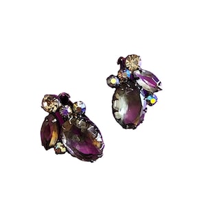 Vintage Unsigned Rhinestone Earrings (A1773)
