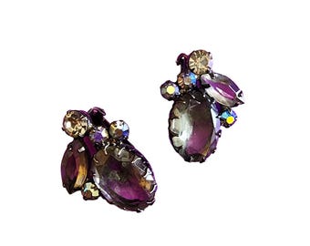 Vintage Unsigned Rhinestone Earrings (A1773)
