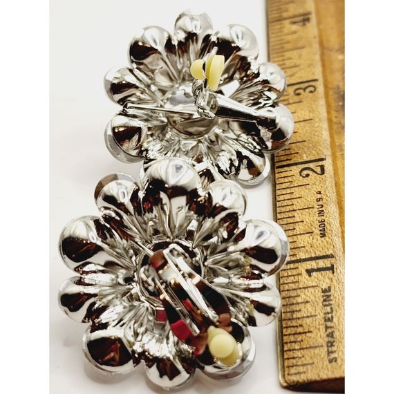 80's Huge Glass Flower Earrings (A454) - image 4