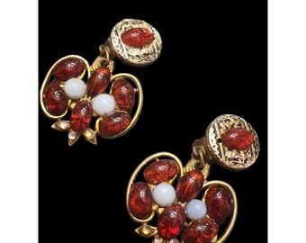 Amazing Cabochon Unusual Brass Clip On Earrings (A4771)