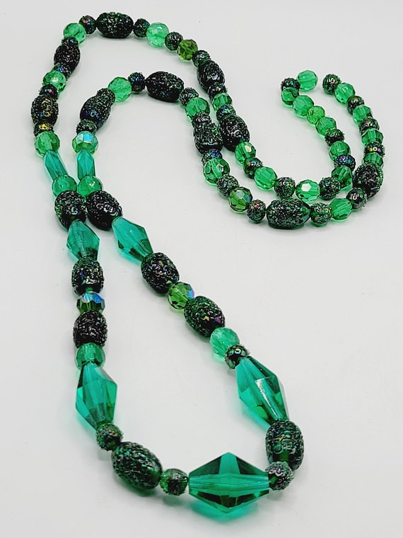 Art Deco Style Czech Glass and Sugared Long Heavy 