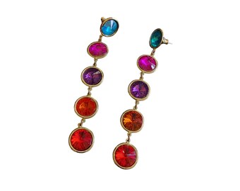 Vintage 80s Unsigned Acrylic Multicolor Pierced Earrings (A2993)
