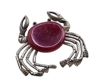 Vintage Glass Crab Brooch (A8656)