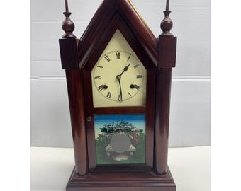 Vintage Estate Wooden Steeple Mantle Clock