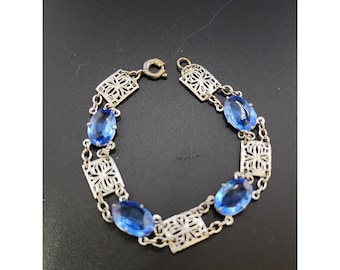 Antique Art Deco Filigree Rhodium Plated Bracelet (A3972)
