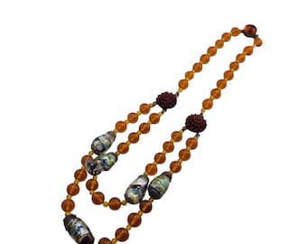 Antique All Glass with Fancy Murano and Molded Glass Double Strand Necklace (A9159)