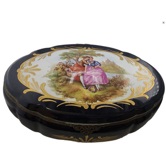 Vintage Made in France Hand Painted Limoges Porcelain Fragonard