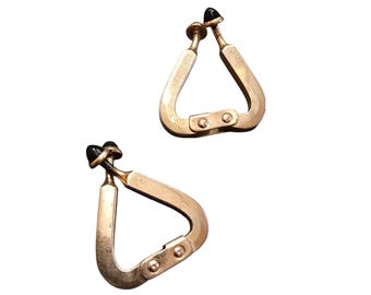 Vintage Unique Unlocking Clip Earrings Gold Plated with Glass (A8675)