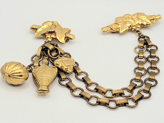 Victorian Gold-Filled Chatelaine Brooch - image 1