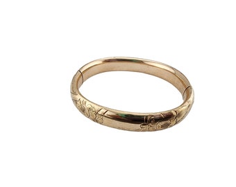 Vintage Gold Filled w/ 10kt Gold Shell Bangle Bracelet Marked G & O (A3310)