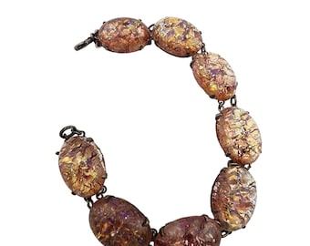 Vintage Pink Foil Glass Bracelet (A3197)