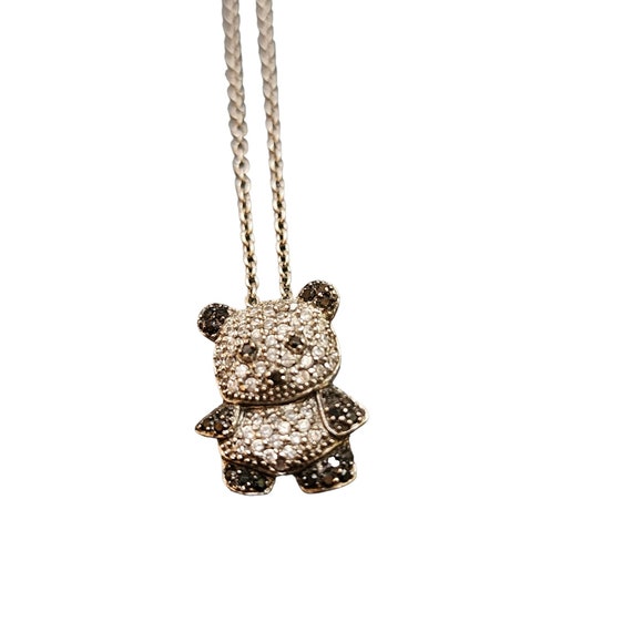 Vintage Sterling Panda Bear Pendant Necklace (A23… - image 2