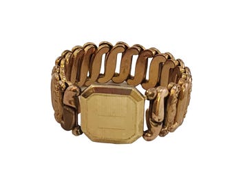 Vintage Signed LA MODE Etched Square Front Childs Sweetheart Bracelet (A4744)