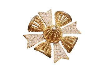 Vintage Signed DeNicola Dimensional Maltese Cross Brooch Pendant (A2866)