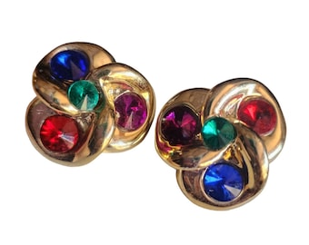 Vintage 80s Metalized Plastic Acrylic Moghul Earrings (A4240)