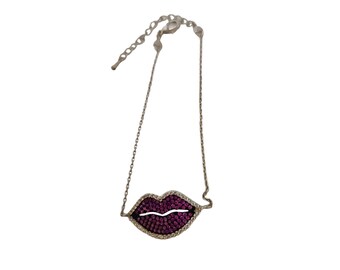 Sterling & Rhinestone Lip Bracelet (A3535)
