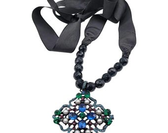 Gerald Yosca Rhinestone and Crystal Ribbon Necklace or Belt (A2666)