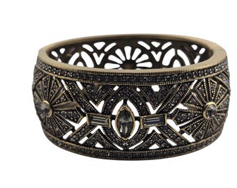 Vintage NOS Rare Early Unsigned Heidi Daus Rhinestone Encrusted Bangle Bracelet