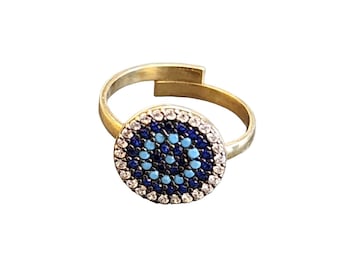 Vintage Sterling And Rhinestone NOS Adjustable Ring (A6286)