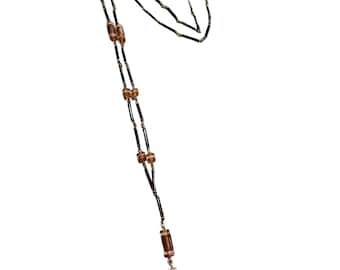 Vintage Art Deco Glass & Crystal Necklace (A4410)