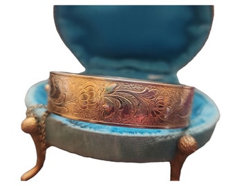 Vintage Gold Plated Heavy Chased Bangle Bracelet (A3620)