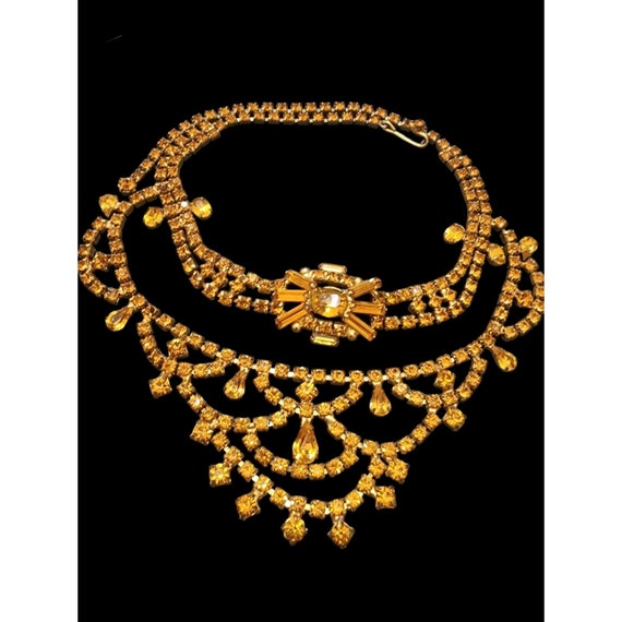 Exceptional Unsigned Dramatic 2 Tier Rhinestone N… - image 1